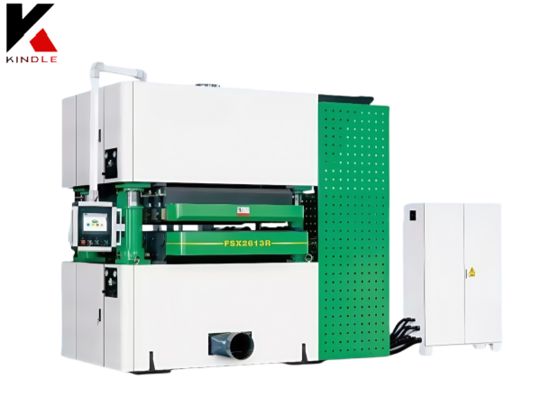 Double sided veneer polishing machine for timber